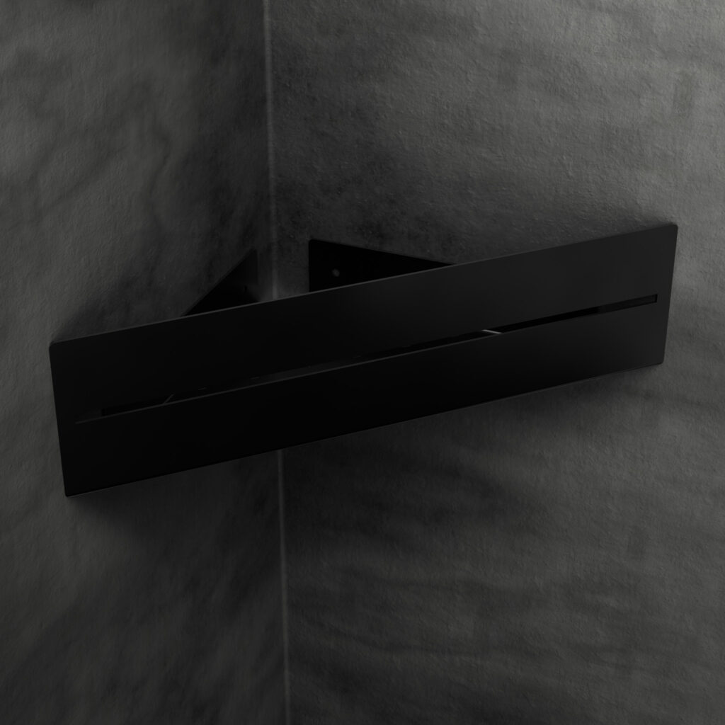 Metaliczny Pluton ANTARES półka łazienkowa narożna ścienna aluminiowa czarna 5905280307342