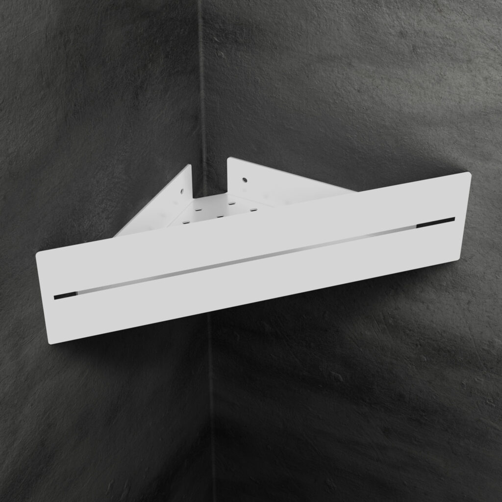 Metaliczny Pluton ANTARES półka łazienkowa ścienna narożna aluminiowa biała 5905280307328