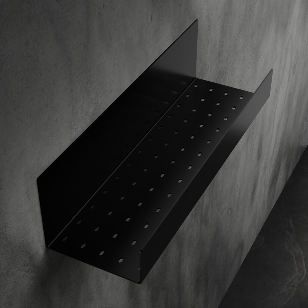 Metaliczny Pluton FOBOS półka łazienkowa samoprzylepna 40cm czarna matowa 5905280307724