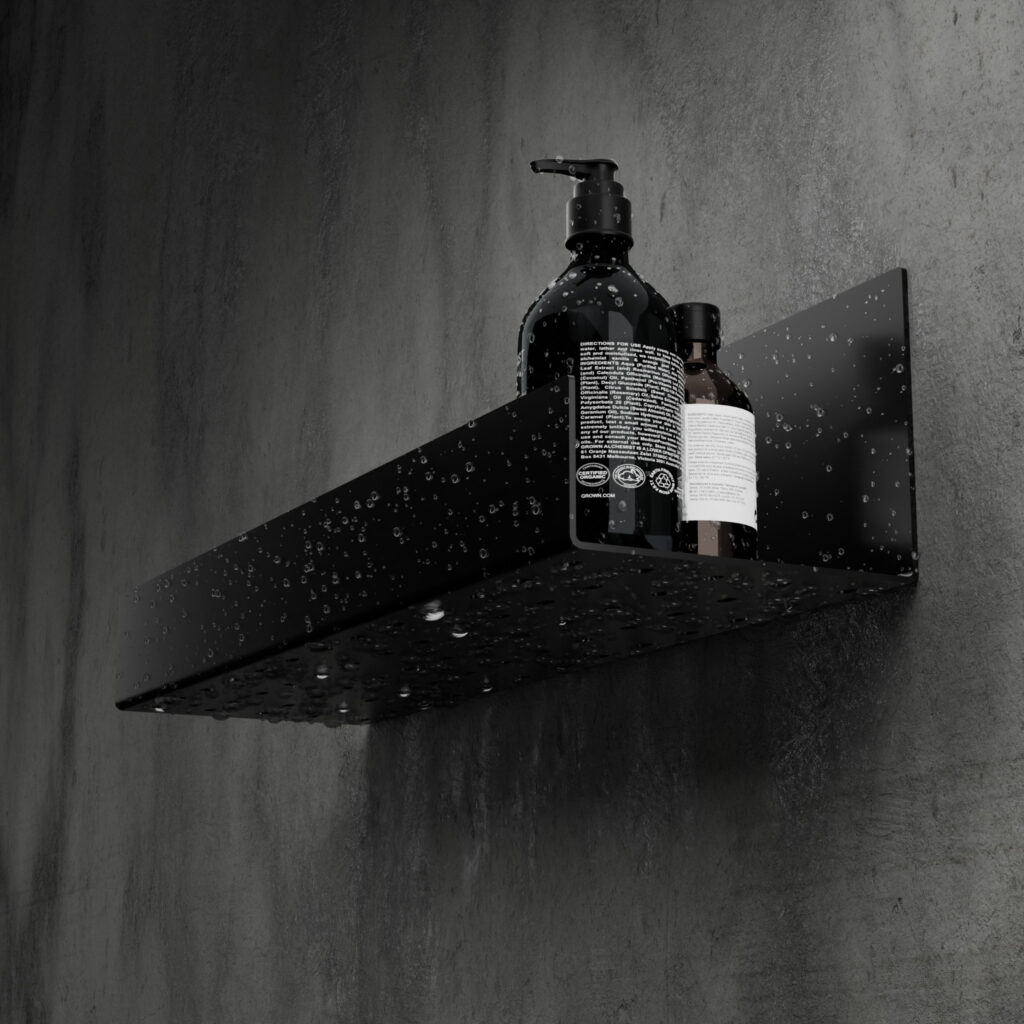 Metaliczny Pluton FOBOS półka łazienkowa samoprzylepna 40cm czarna matowa 5905280307724