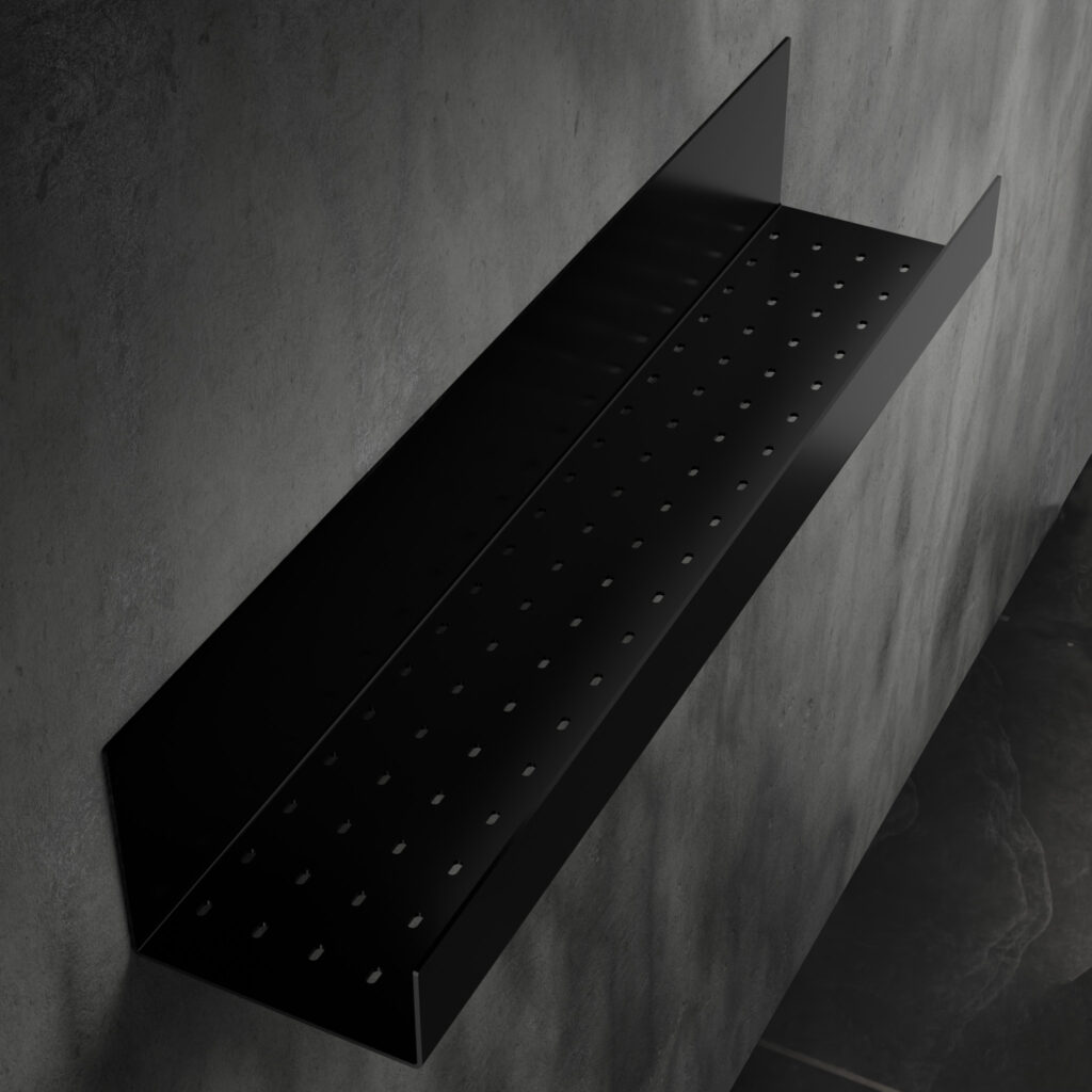 Metaliczny Pluton FOBOS półka łazienkowa samoprzylepna matowa 60cm czarna 5905280307731