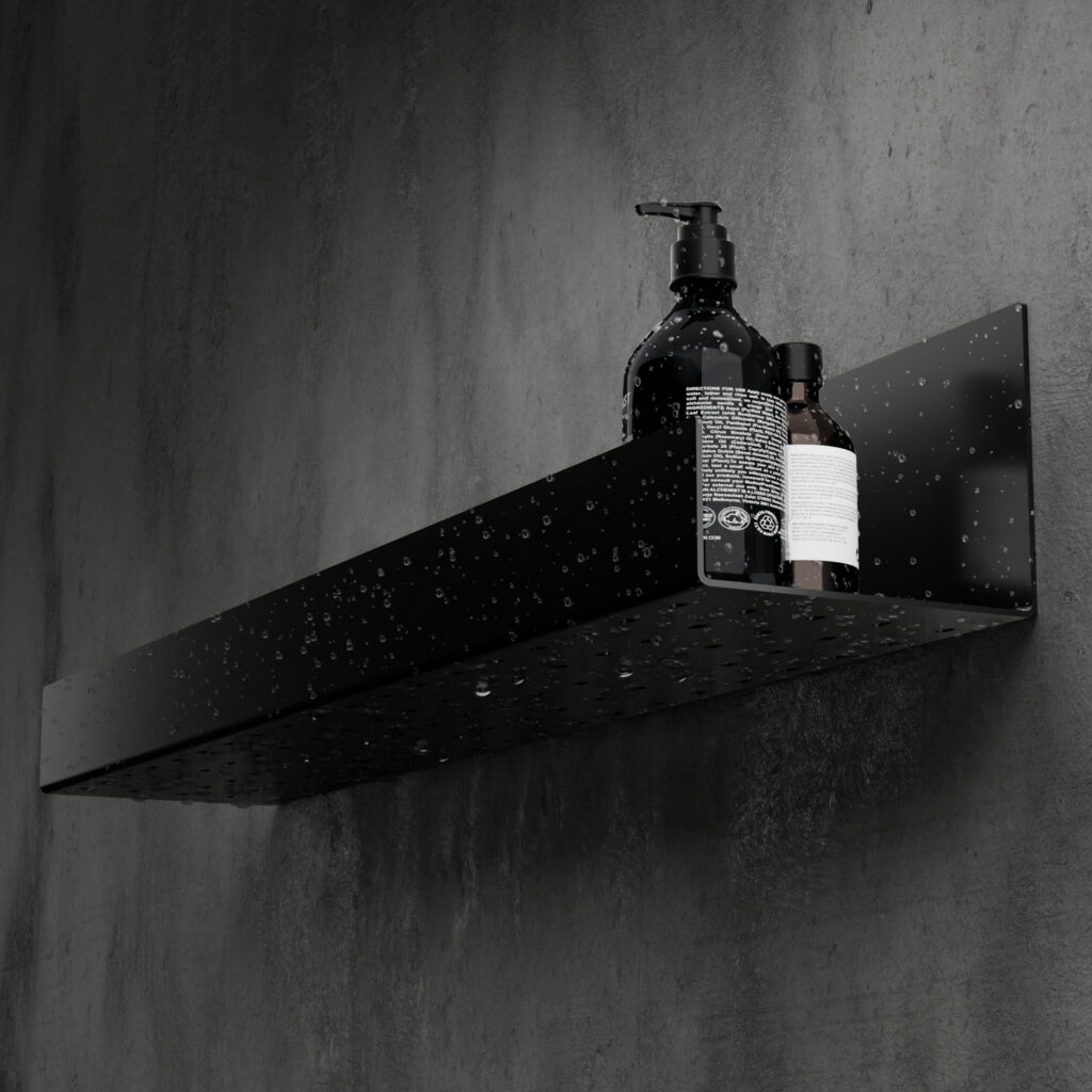 Metaliczny Pluton FOBOS półka łazienkowa samoprzylepna matowa 60cm czarna 5905280307731