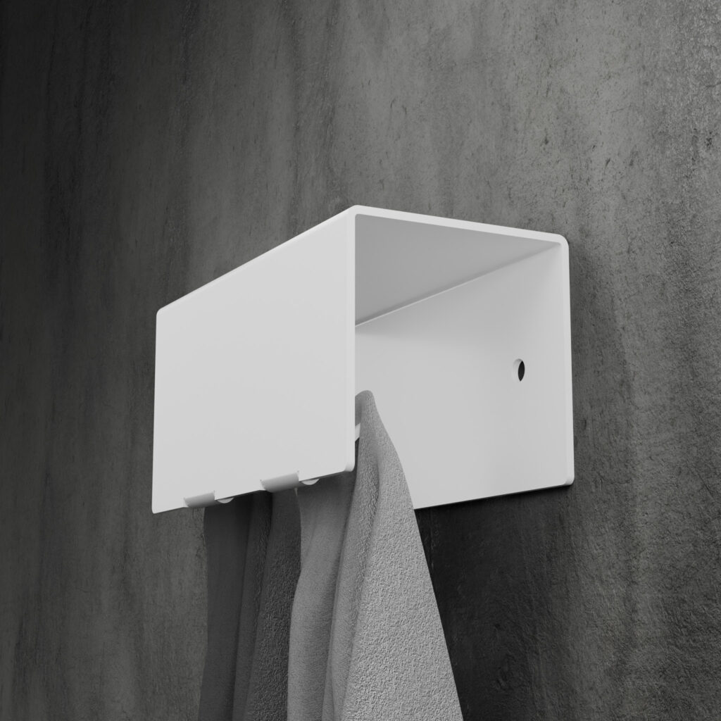 Metaliczny Pluton HUKI wieszak na ręczniki ścienny podwójny biały 5903314360011