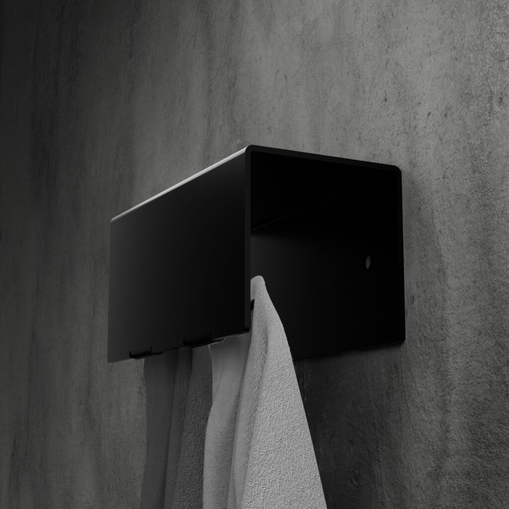 Metaliczny Pluton HUKI wieszak na ręczniki ścienny podwójny czarny 5903314360004