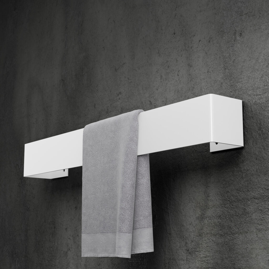 Metaliczny Pluton LEO wieszak na ręczniki ścienny aluminiowy 40cm biały 5905280307427