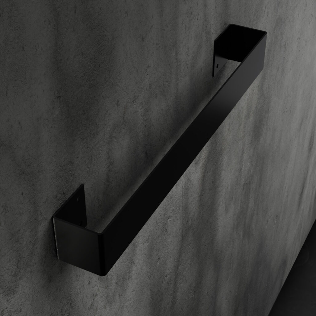 Metaliczny Pluton LEO wieszak na ręczniki ścienny aluminiowy 40cm czarny 5905280307403