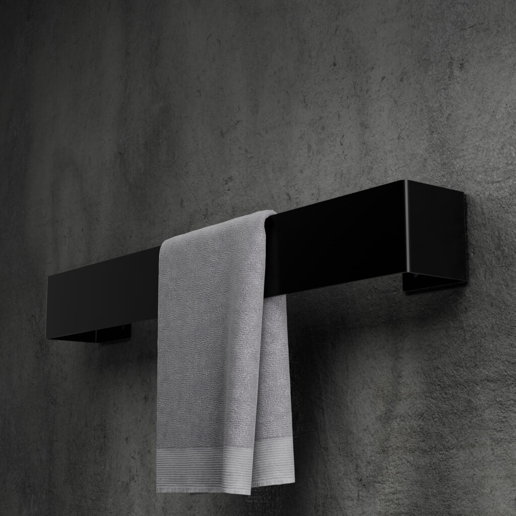 Metaliczny Pluton LEO wieszak na ręczniki ścienny aluminiowy 40cm czarny 5905280307403