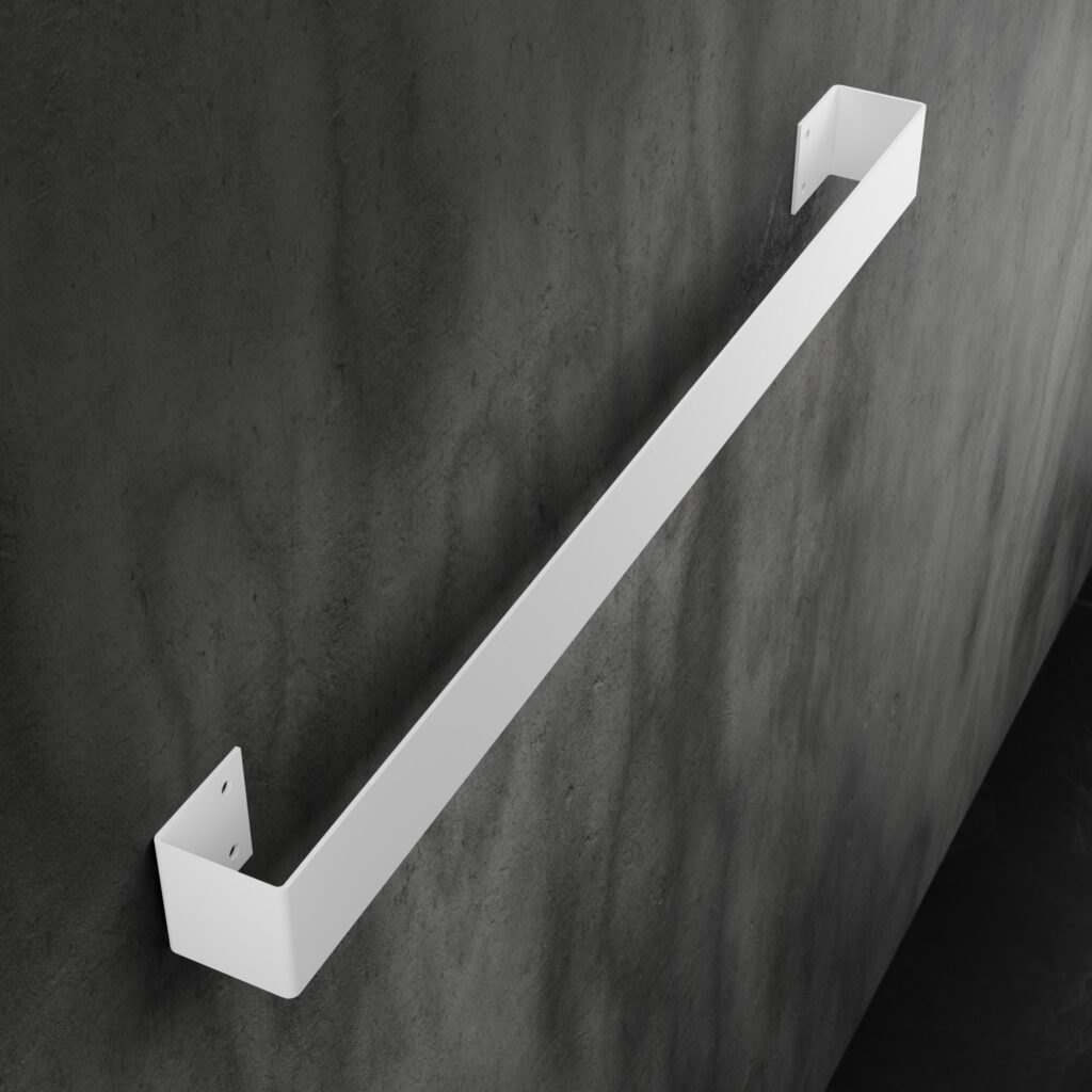 Metaliczny Pluton LEO wieszak na ręczniki ścienny aluminiowy 60cm biały 5905280307472