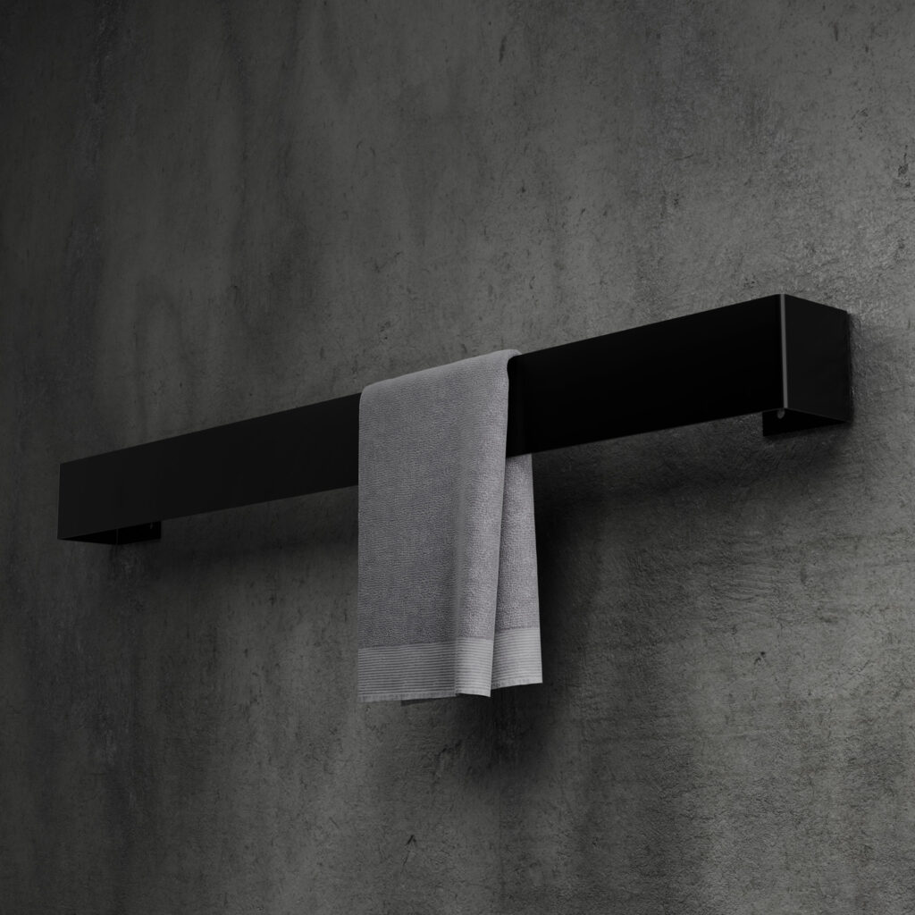 Metaliczny Pluton LEO wieszak na ręczniki ścienny aluminiowy 60cm czarny 5905280307458