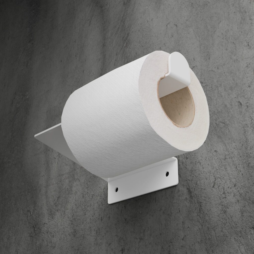 Metaliczny Pluton LUMO uchwyt na papier toaletowy ścienny aluminiowy biały prawy 5903314360127