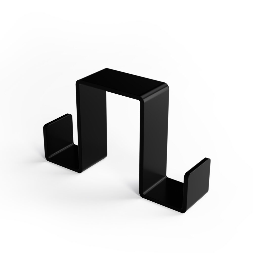 Metaliczny Pluton LUNO haczyk na ręczniki na kabinę prysznicową dwustronny bez wiercenia czarny 5903314360073