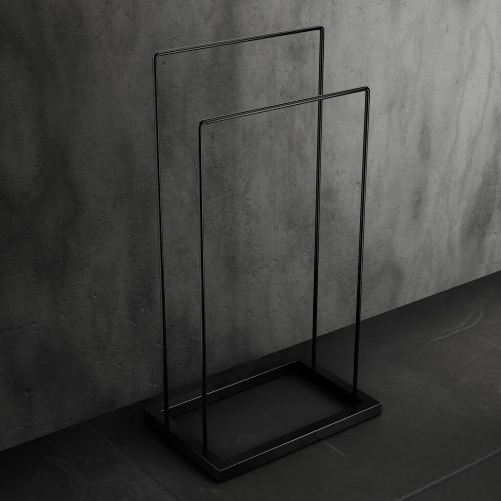 Metaliczny Pluton LUVRO stojak na ręczniki wolnostojący czarny 5903314360219