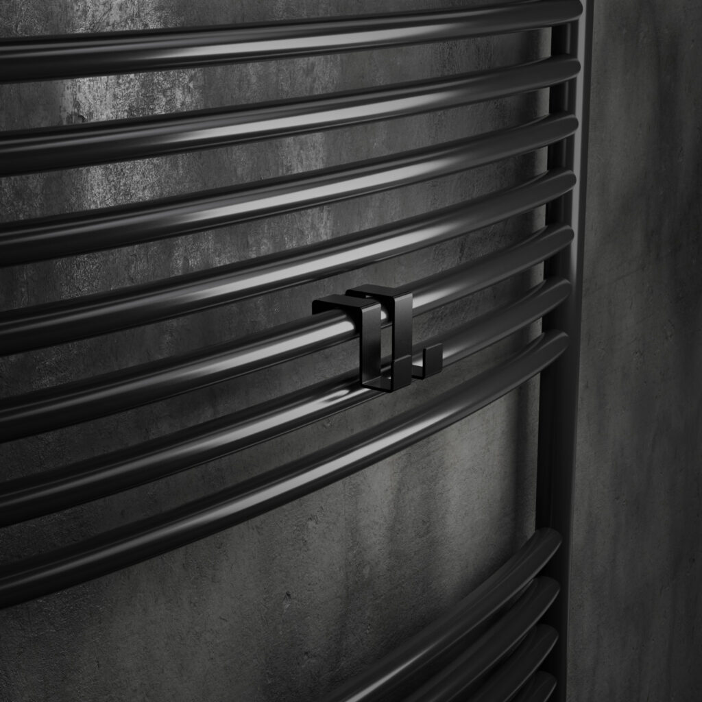 Metaliczny Pluton MOKO haczyk łazienkowy na kaloryfer podwójny czarny 5903314360028