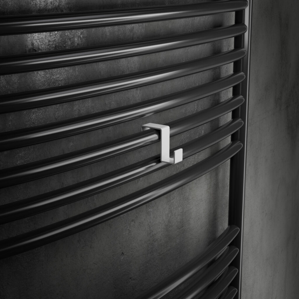 Metaliczny Pluton MOKO haczyk łazienkowy na ręczniki na kaloryfer pojedynczy biały 5903314360042