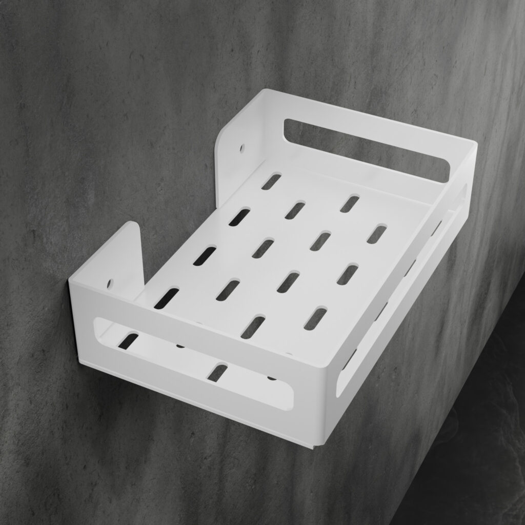 Metaliczny Pluton NAOS półka łazienkowa aluminiowa ścienna matowa 20cm biała 5905280307755