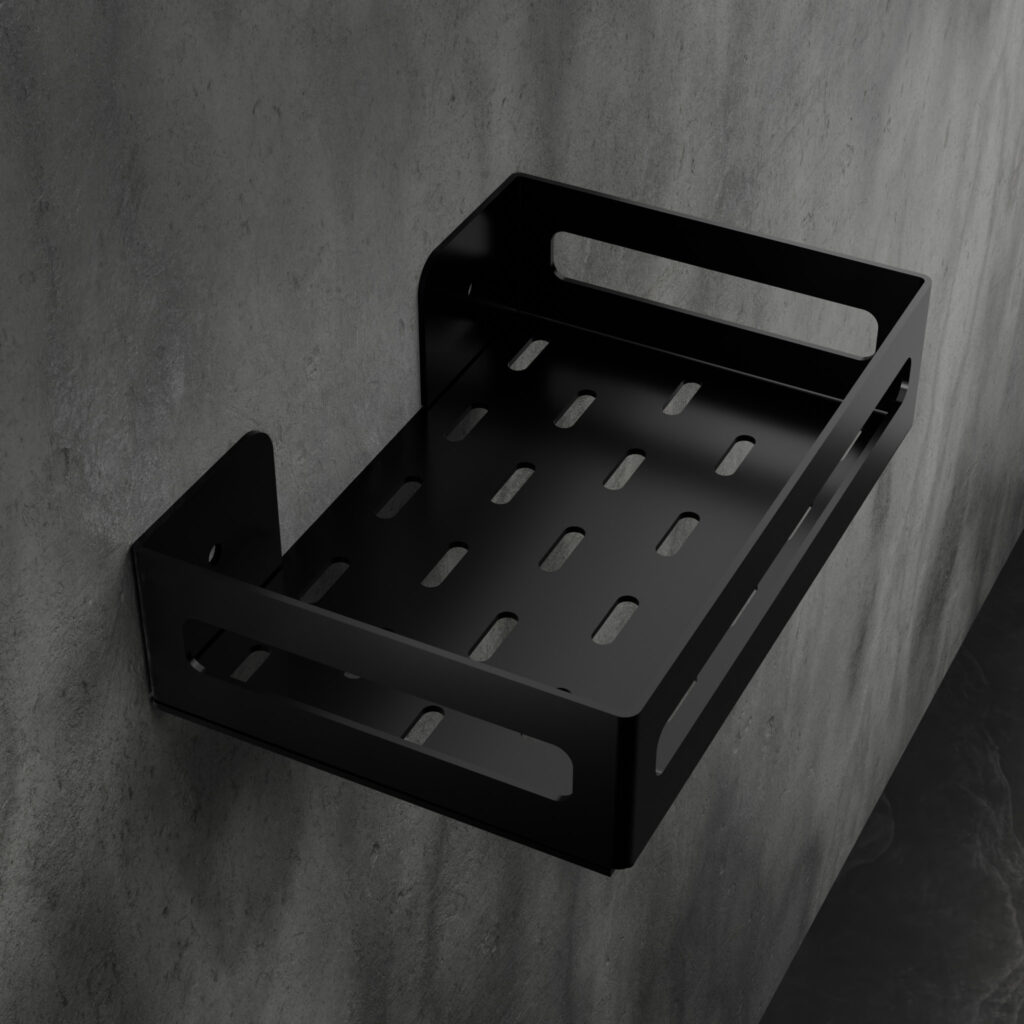 Metaliczny Pluton NAOS półka łazienkowa aluminiowa ścienna matowa 20cm czarna 5905280307762