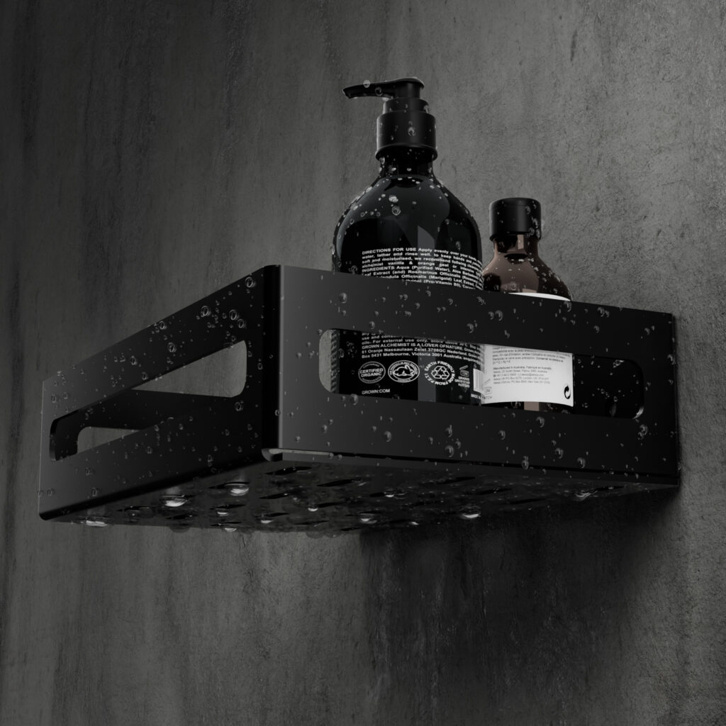 Metaliczny Pluton NAOS półka łazienkowa aluminiowa ścienna matowa 20cm czarna 5905280307762