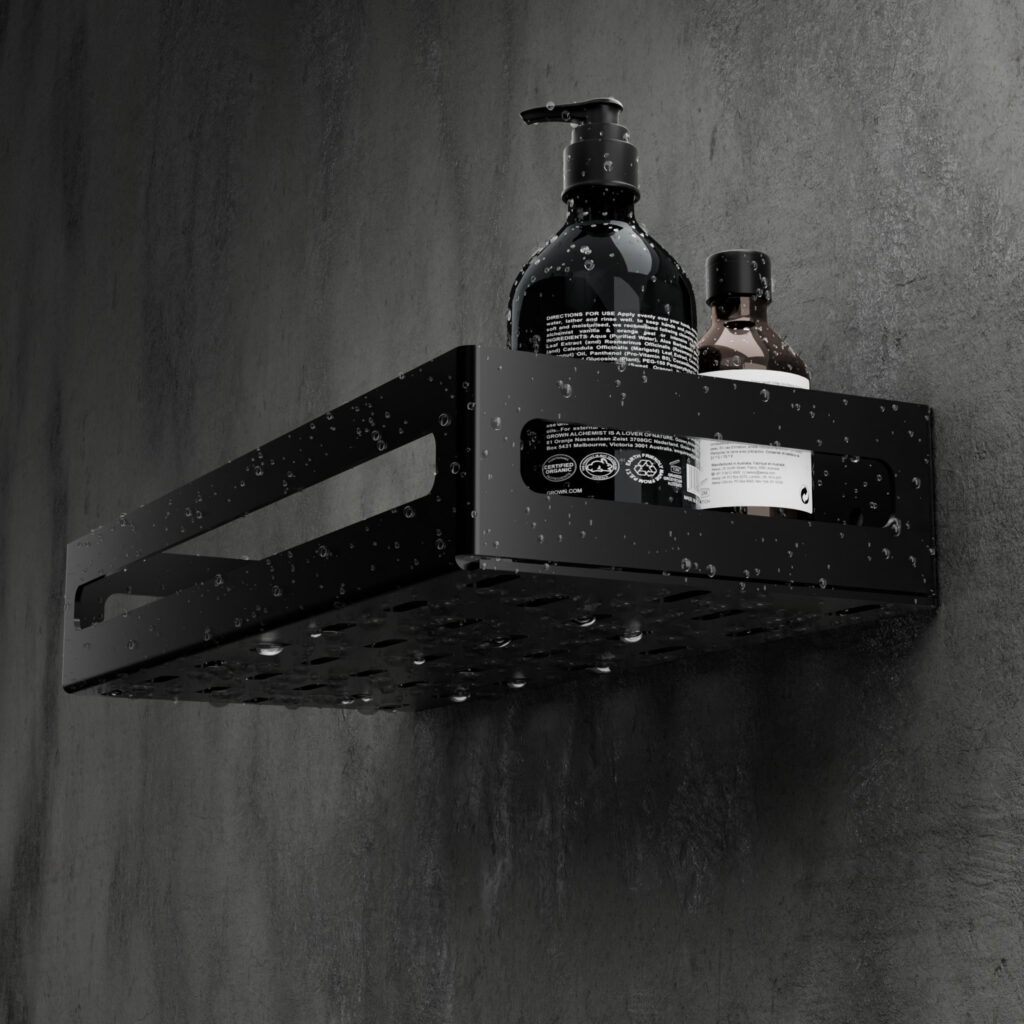 Metaliczny Pluton NAOS półka łazienkowa aluminiowa ścienna matowa 30cm czarna 5905280307779