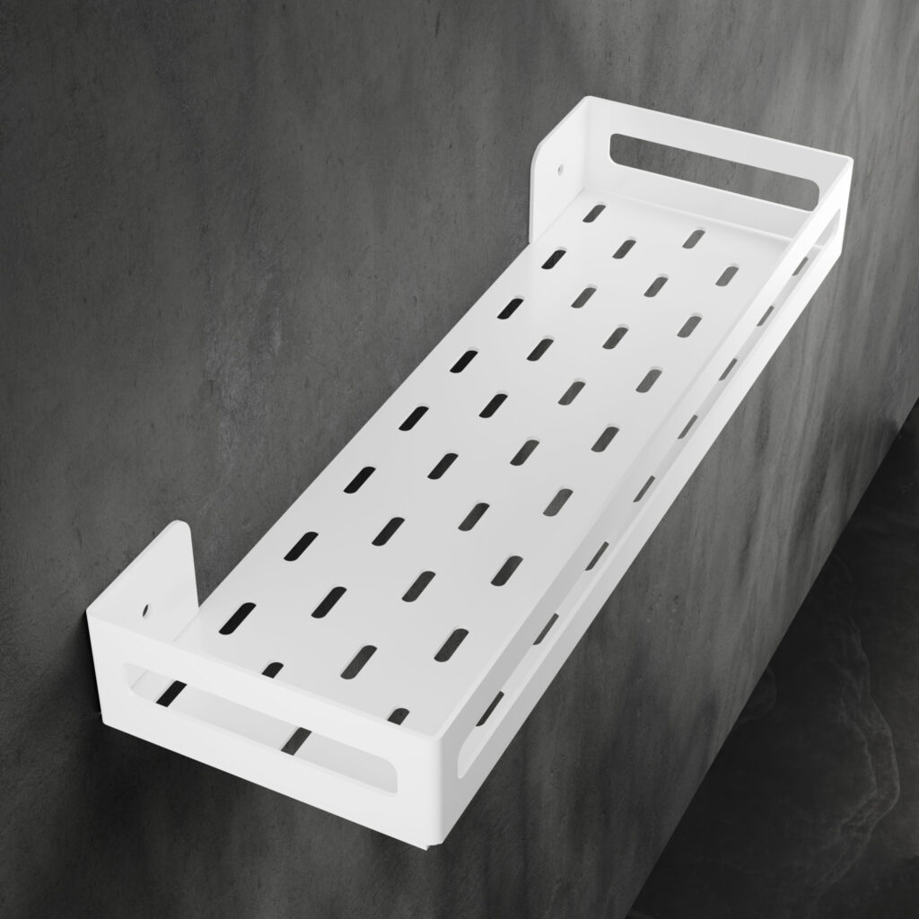 Metaliczny Pluton NAOS półka łazienkowa aluminiowa ścienna matowa 40cm biała 5905280307793