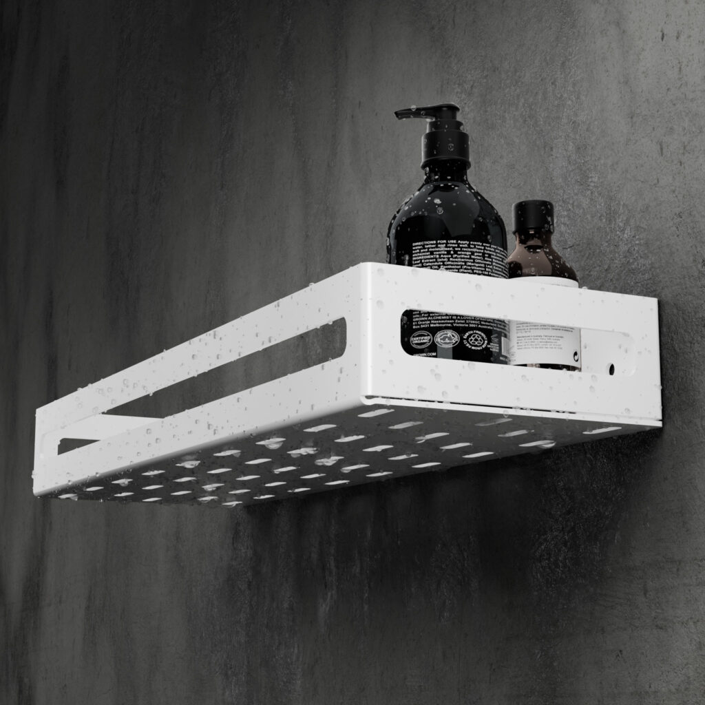 Metaliczny Pluton NAOS półka łazienkowa aluminiowa ścienna matowa 40cm biała 5905280307793