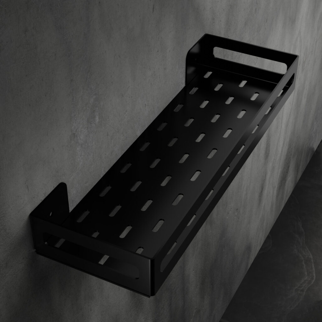 Metaliczny Pluton NAOS półka łazienkowa aluminiowa ścienna matowa 40cm czarna 5905280307809