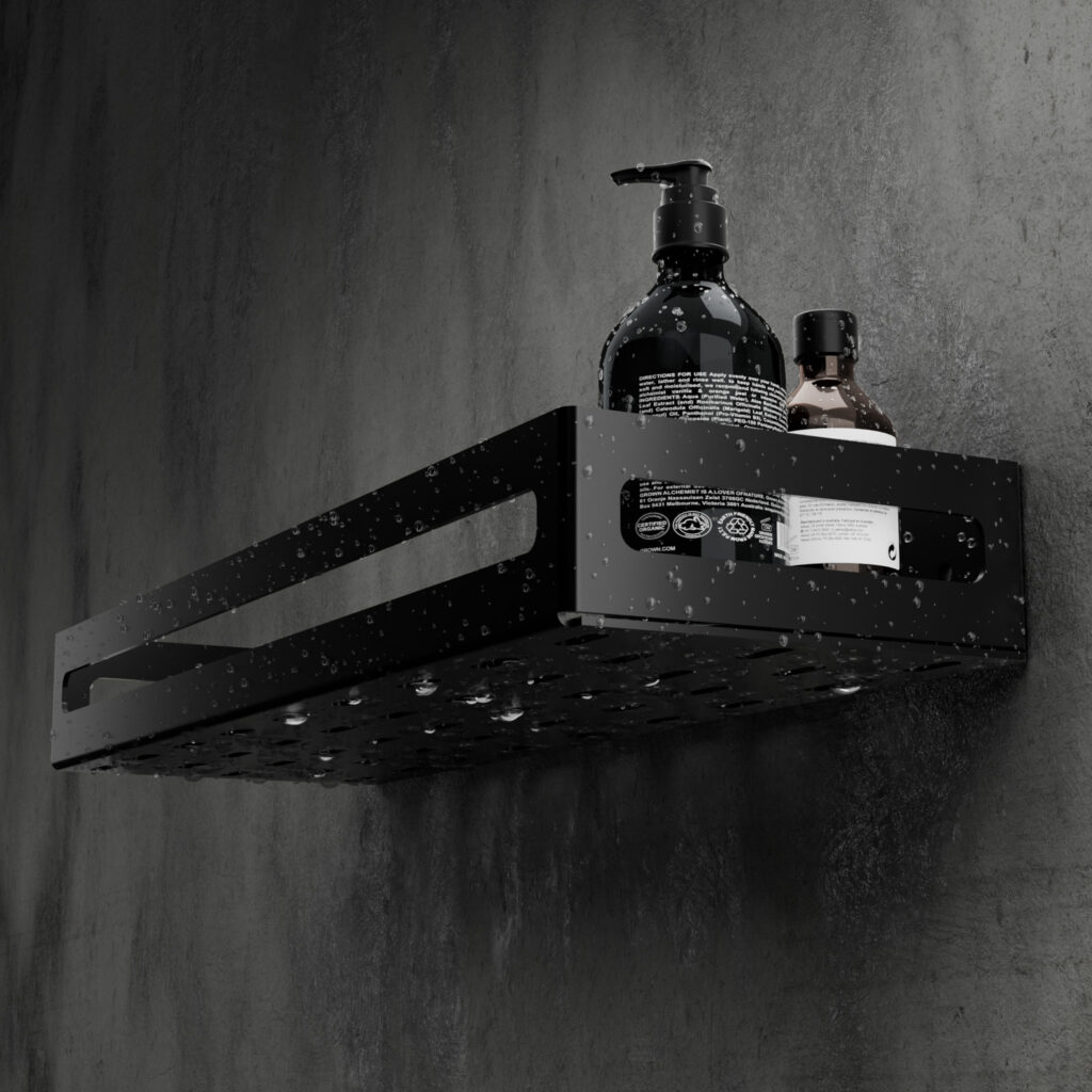 Metaliczny Pluton NAOS półka łazienkowa aluminiowa ścienna matowa 40cm czarna 5905280307809