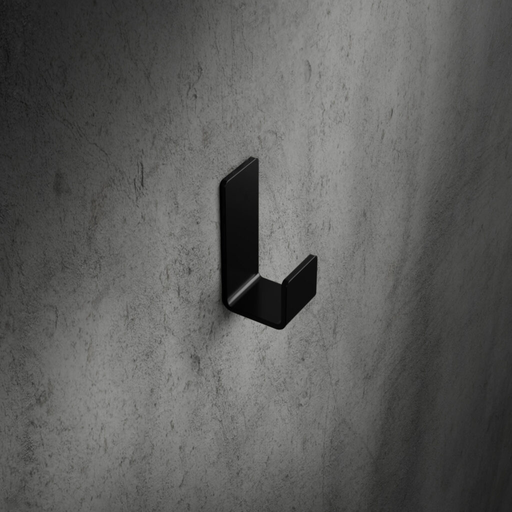 Metaliczny Pluton NEXO haczyk na ręczniki stal ocynkowana samoprzylepny czarny 5905280307632