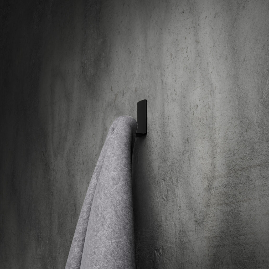 Metaliczny Pluton NEXO haczyk na ręczniki stal ocynkowana samoprzylepny czarny 5905280307632