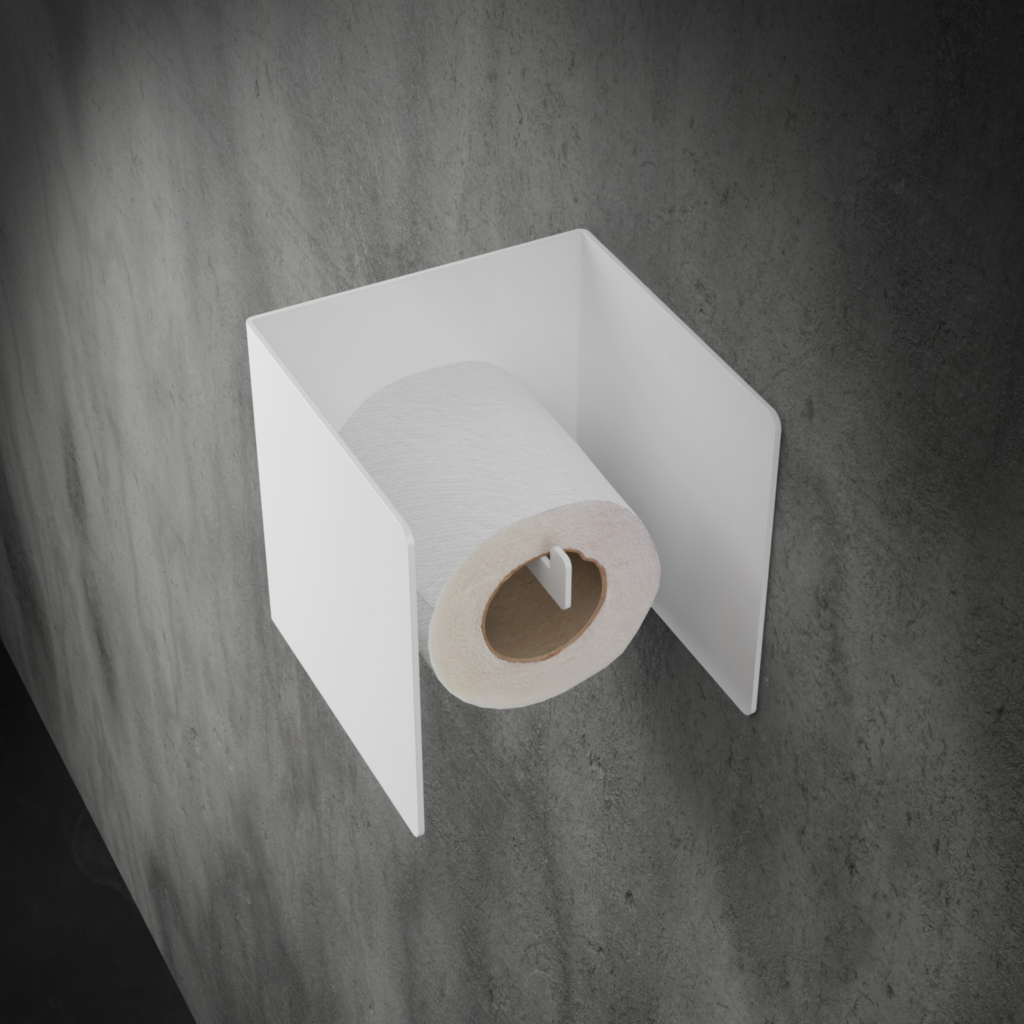 Metaliczny Pluton NIRA uchwyt na papier toaletowy ścienny matowy zabudowany biały prawy 5903314360233