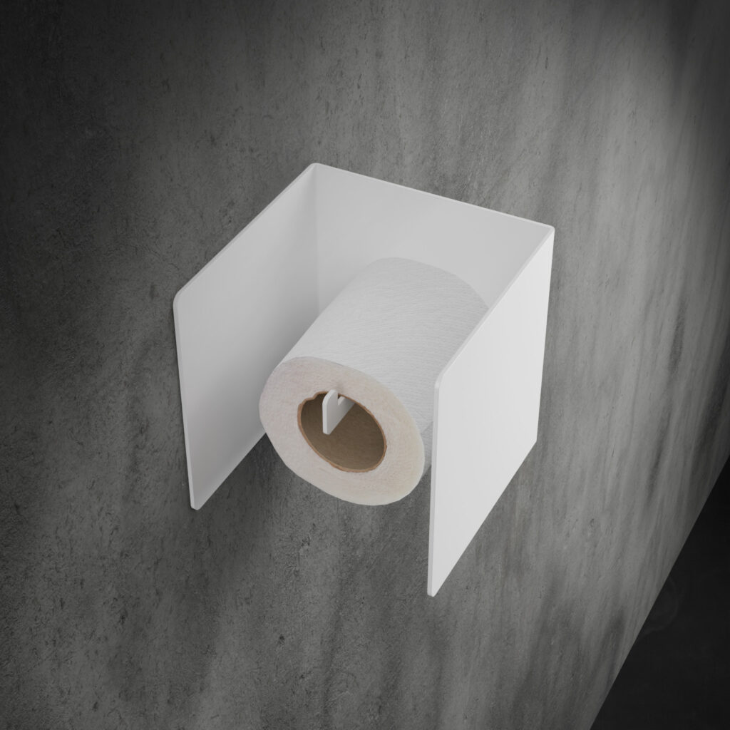 Metaliczny Pluton NIRA uchwyt na papier toaletowy ścienny zabudowany biały lewy 5903314360103