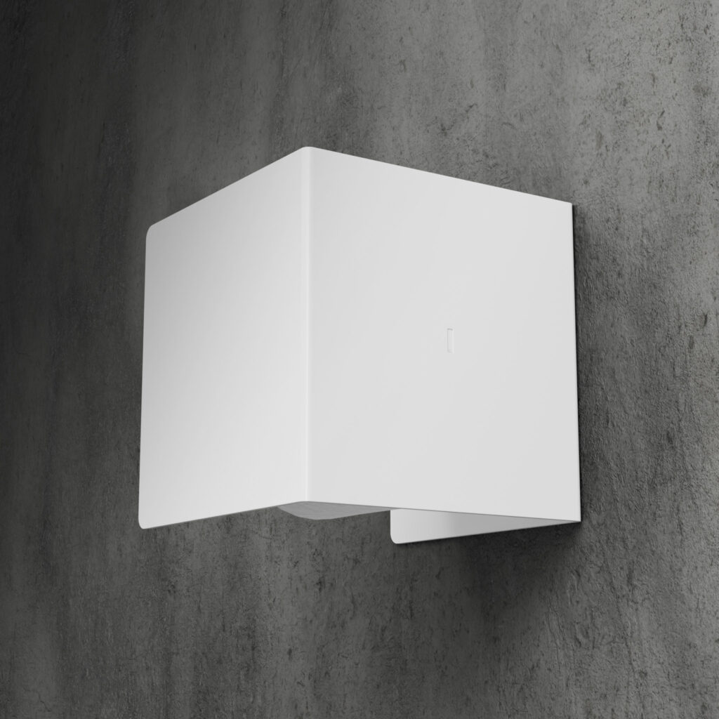 Metaliczny Pluton NIRA uchwyt na papier toaletowy ścienny zabudowany biały lewy 5903314360103