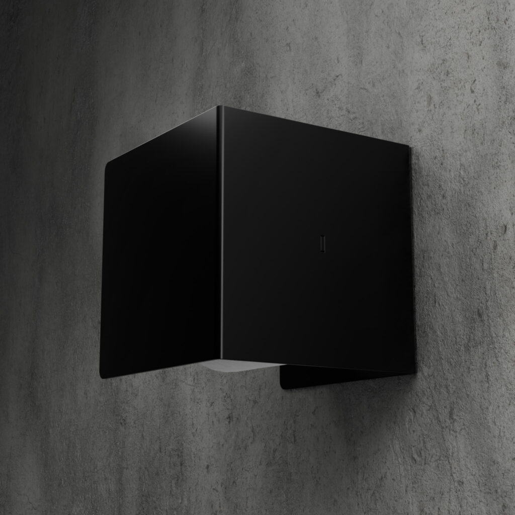 Metaliczny Pluton NIRA uchwyt na papier toaletowy ścienny zabudowany czarny lewy 5903314360097