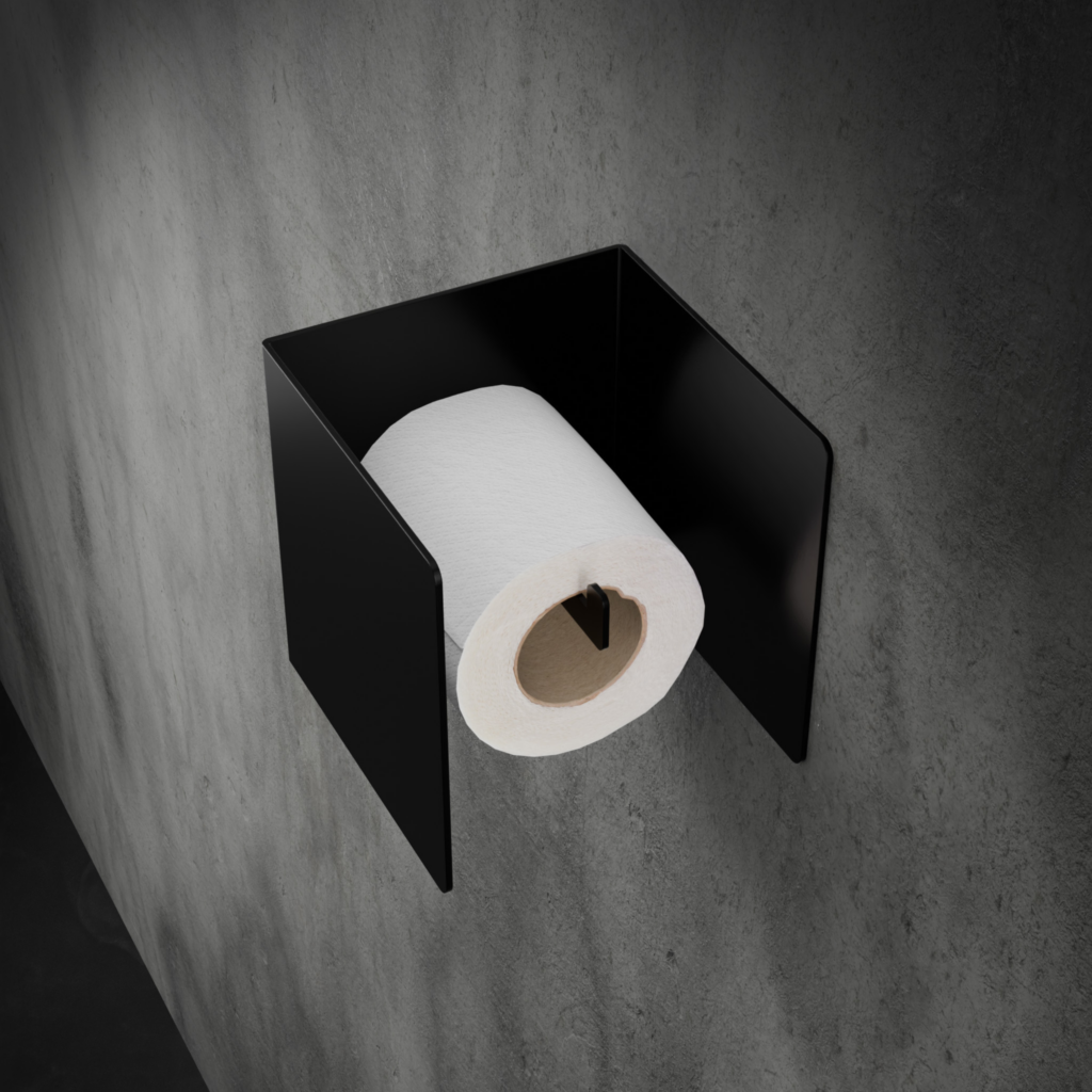 Metaliczny Pluton NIRA uchwyt na papier toaletowy zabudowany ścienny czarny prawy 5903314360240