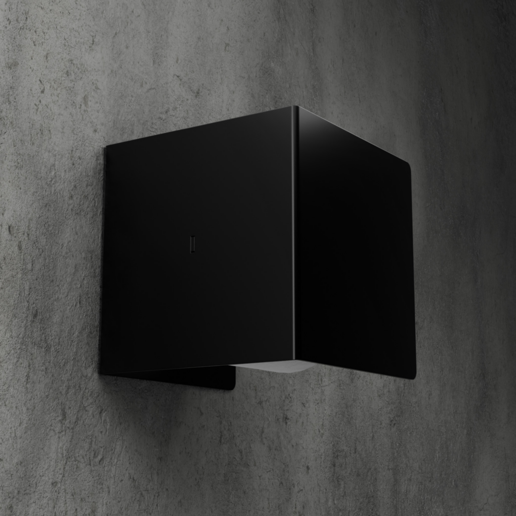 Metaliczny Pluton NIRA uchwyt na papier toaletowy zabudowany ścienny czarny prawy 5903314360240