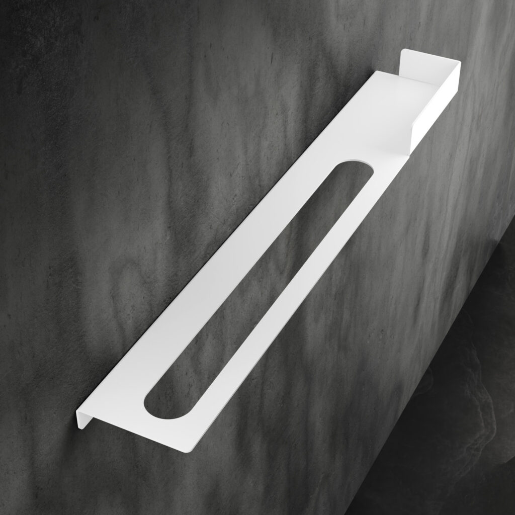 Metaliczny Pluton ORION półka łazienkowa z wieszakiem na ręczniki ścienna lewa biała 5905280307823