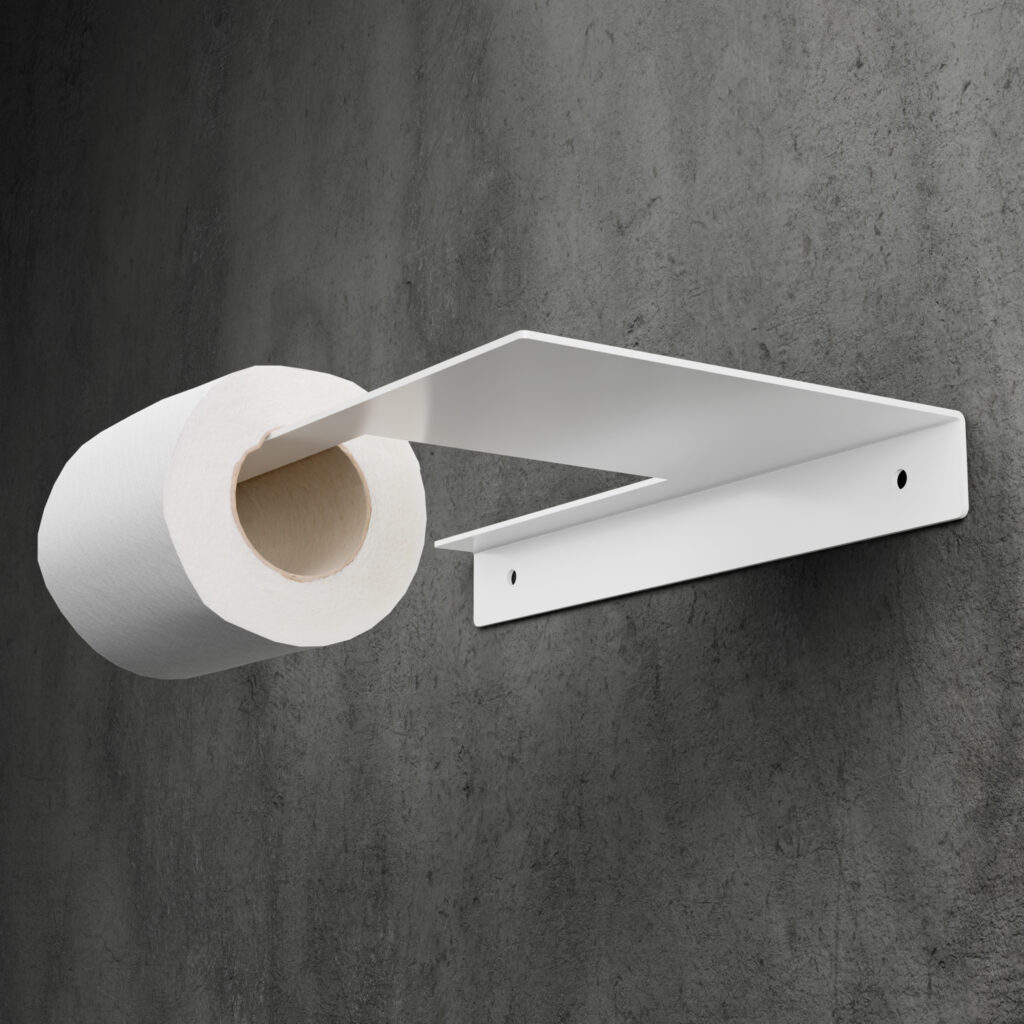 Metaliczny Pluton SORA uchwyt na papier toaletowy ścienny aluminiowy biały lewy 5903314360141