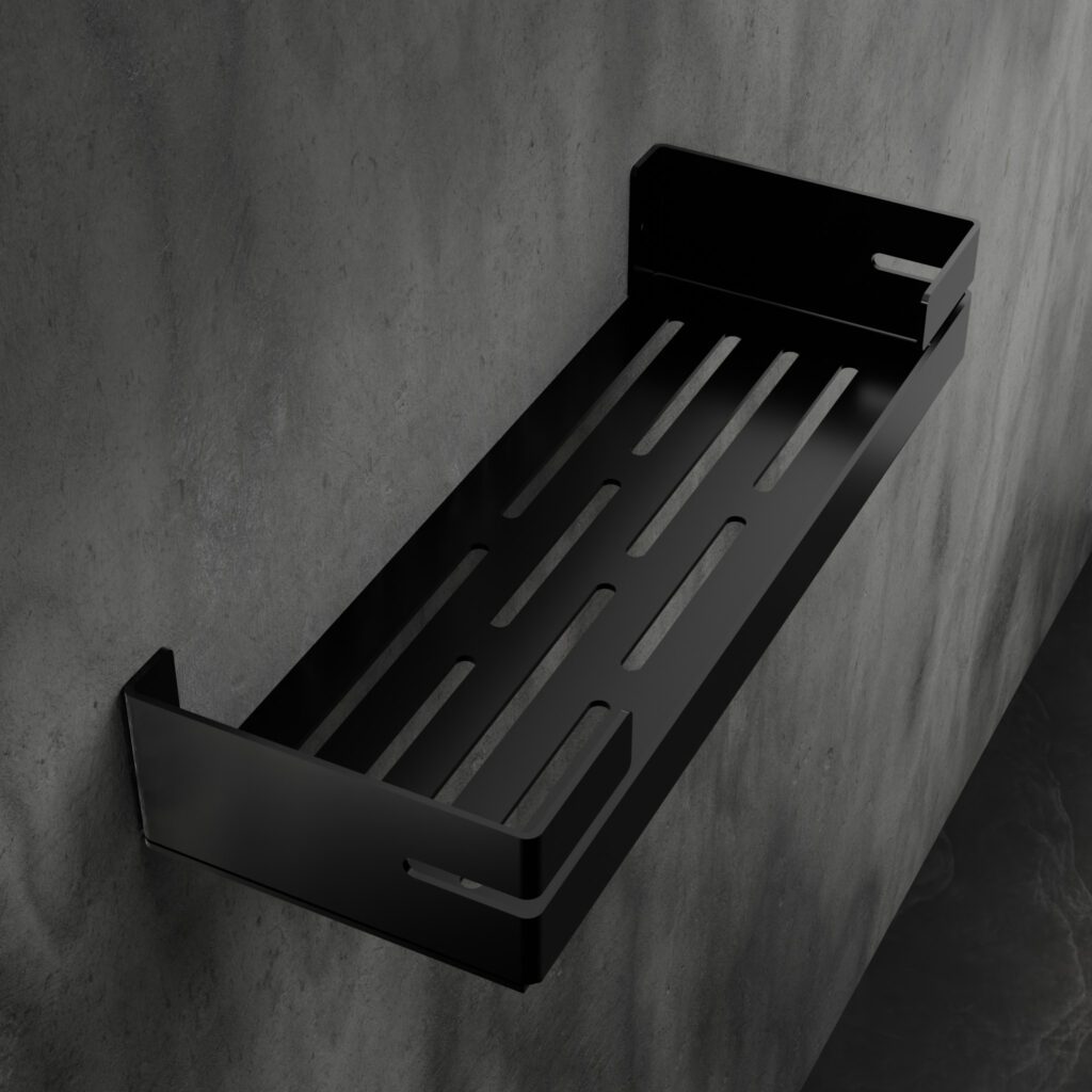 Metaliczny Pluton VEGA półka łazienkowa aluminiowa matowa ścienna 30cm czarna 5905280307885