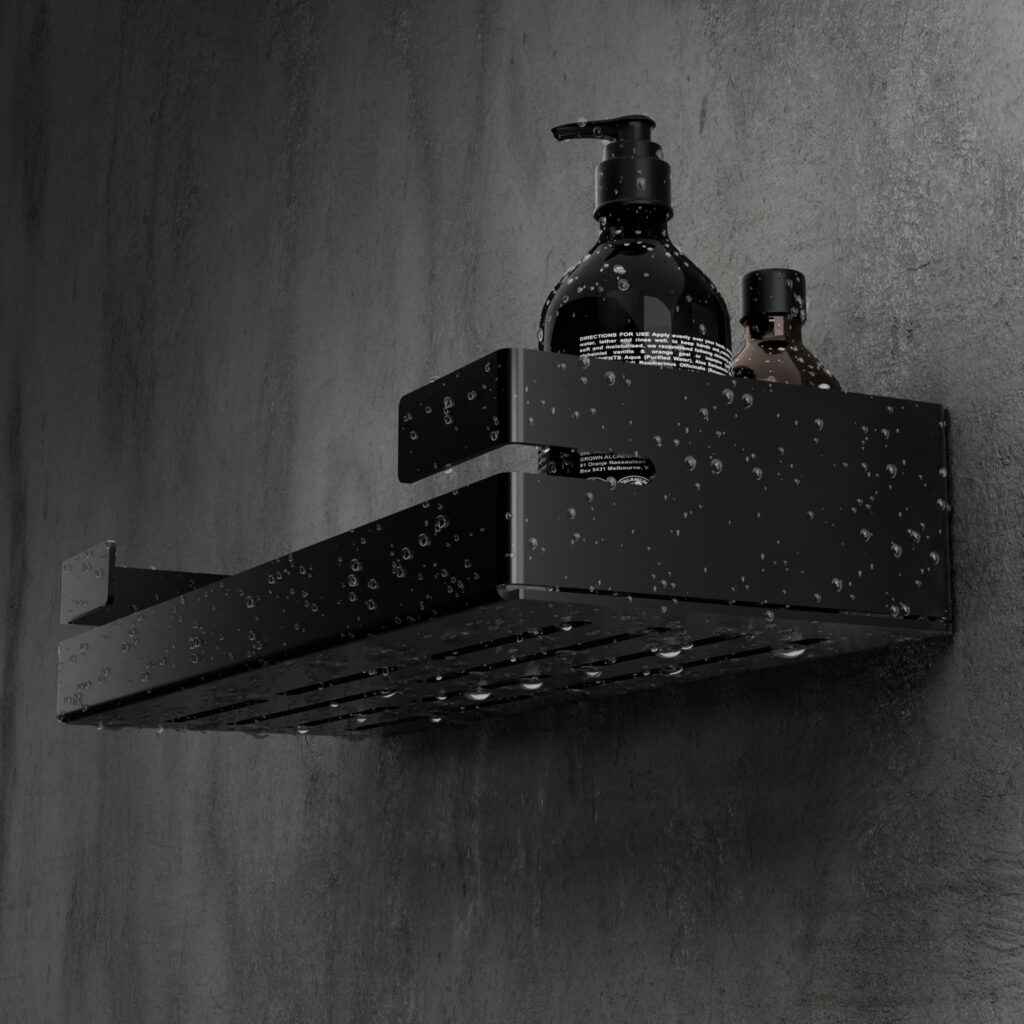 Metaliczny Pluton VEGA półka łazienkowa aluminiowa matowa ścienna 30cm czarna 5905280307885