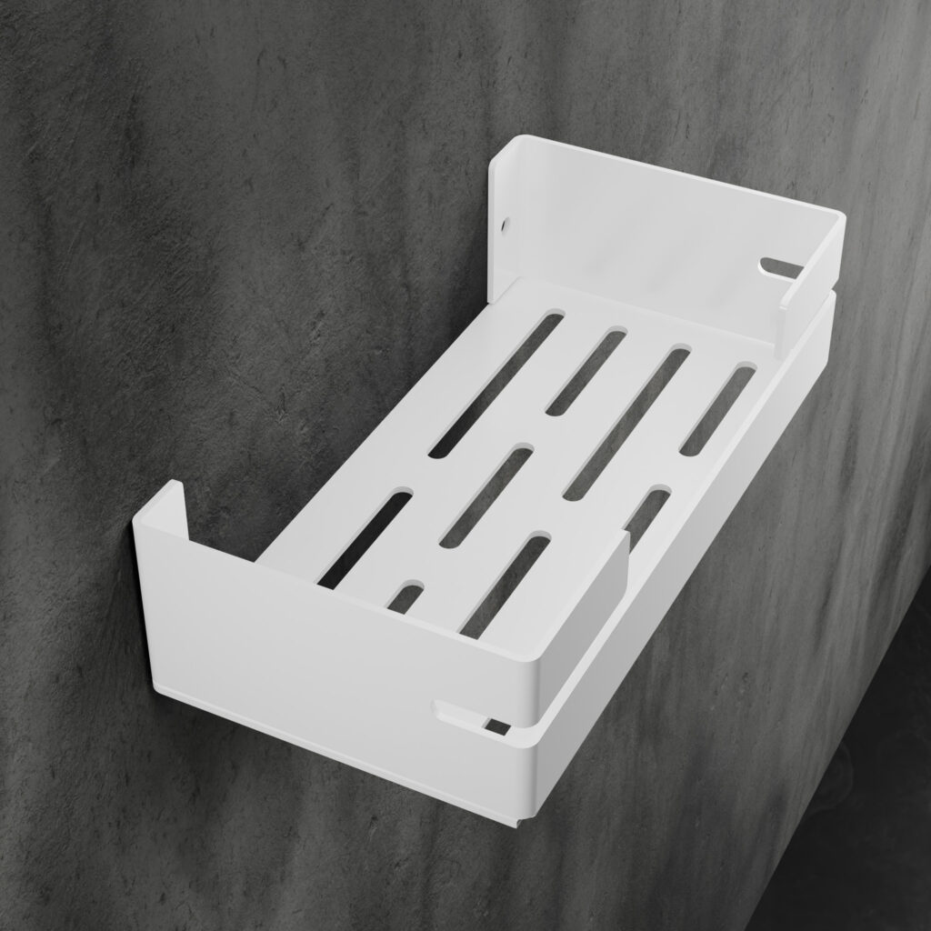 Metaliczny Pluton VEGA półka łazienkowa aluminiowa ścienna 20cm biała matowa 5905280307861