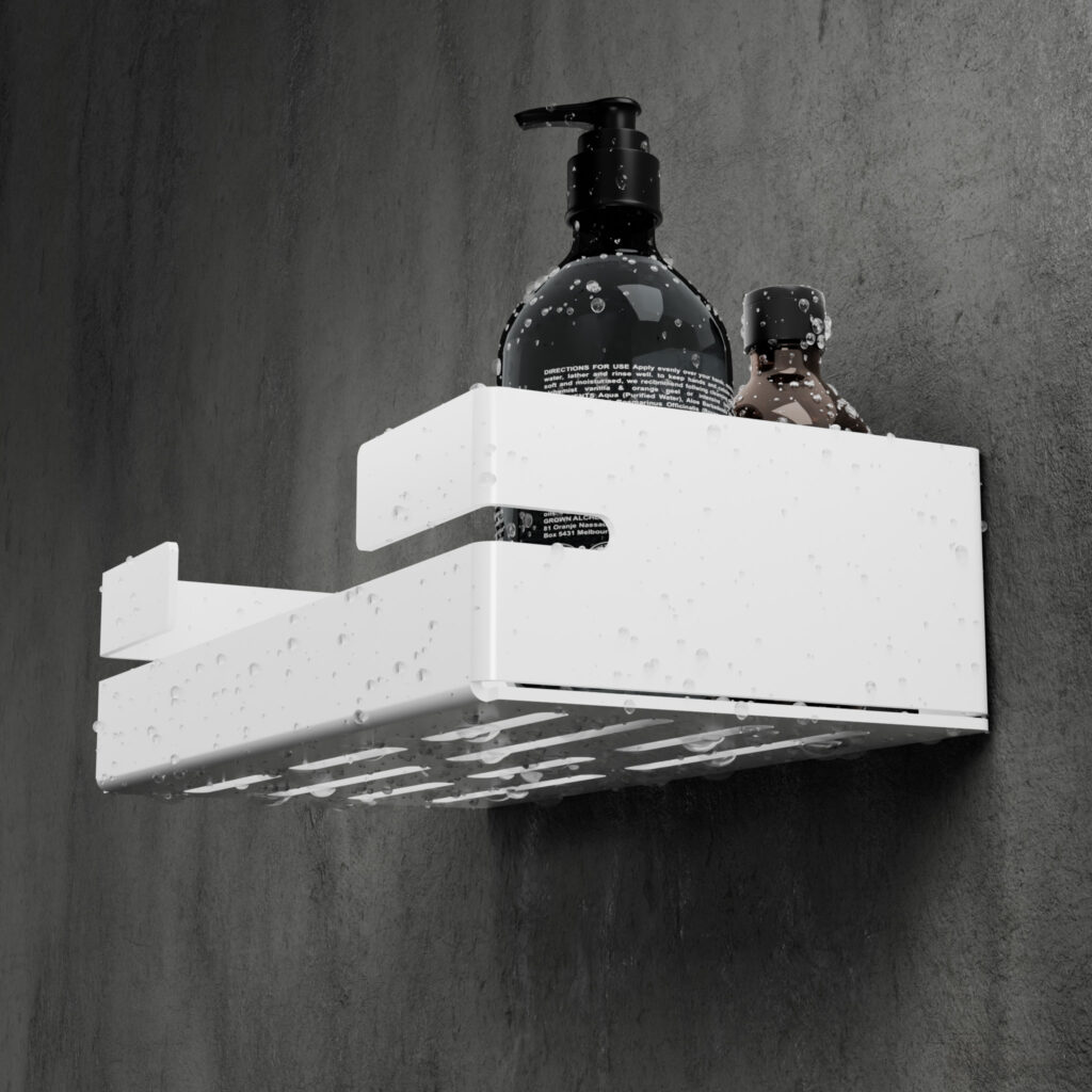 Metaliczny Pluton VEGA półka łazienkowa aluminiowa ścienna 20cm biała matowa 5905280307861