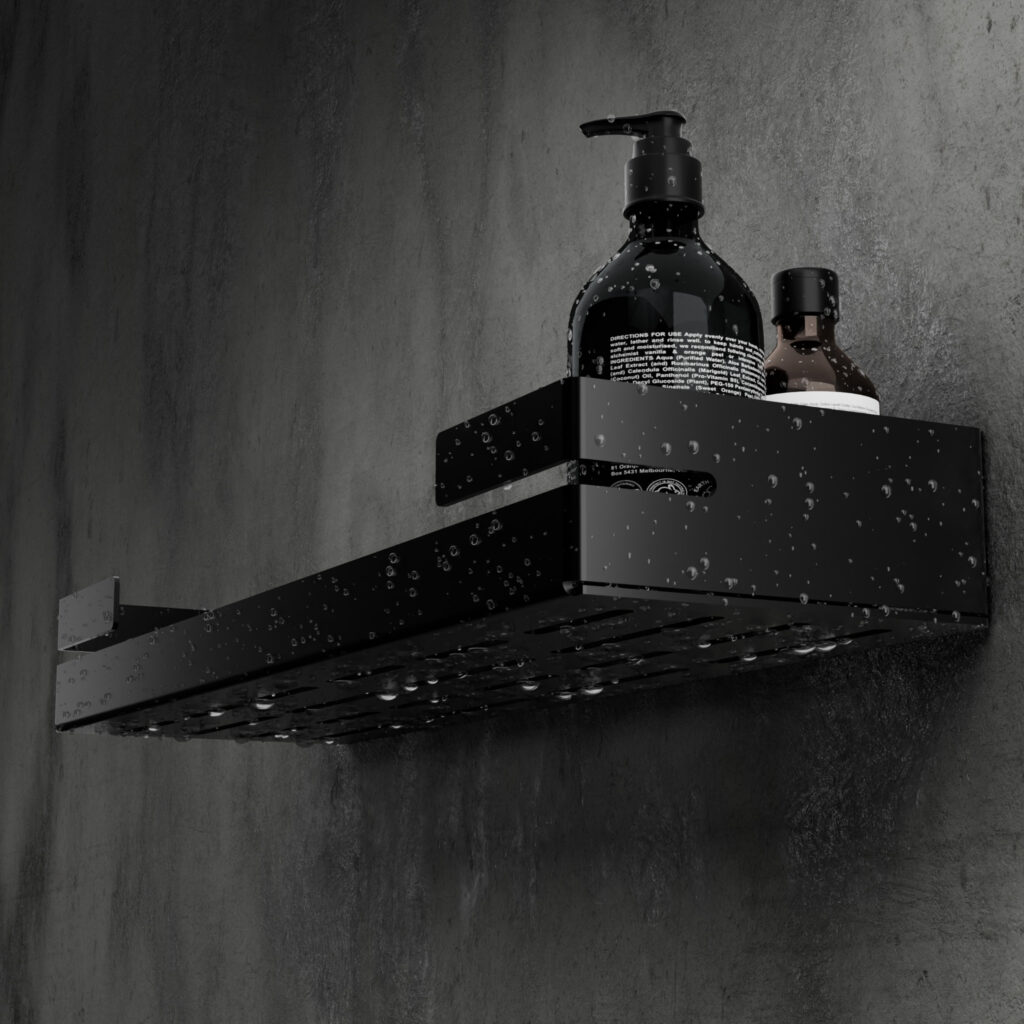 Metaliczny Pluton VEGA półka łazienkowa aluminiowa ścienna matowa 40cm czarna 5905280307892