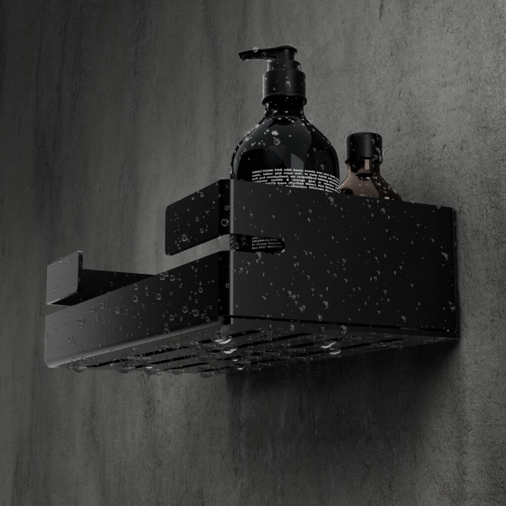 Metaliczny Pluton VEGA półka łazienkowa ścienna aluminiowa matowa 20cm czarna 5905280307854