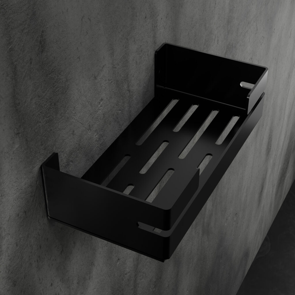 Metaliczny Pluton VEGA półka łazienkowa ścienna aluminiowa matowa 20cm czarna 5905280307854