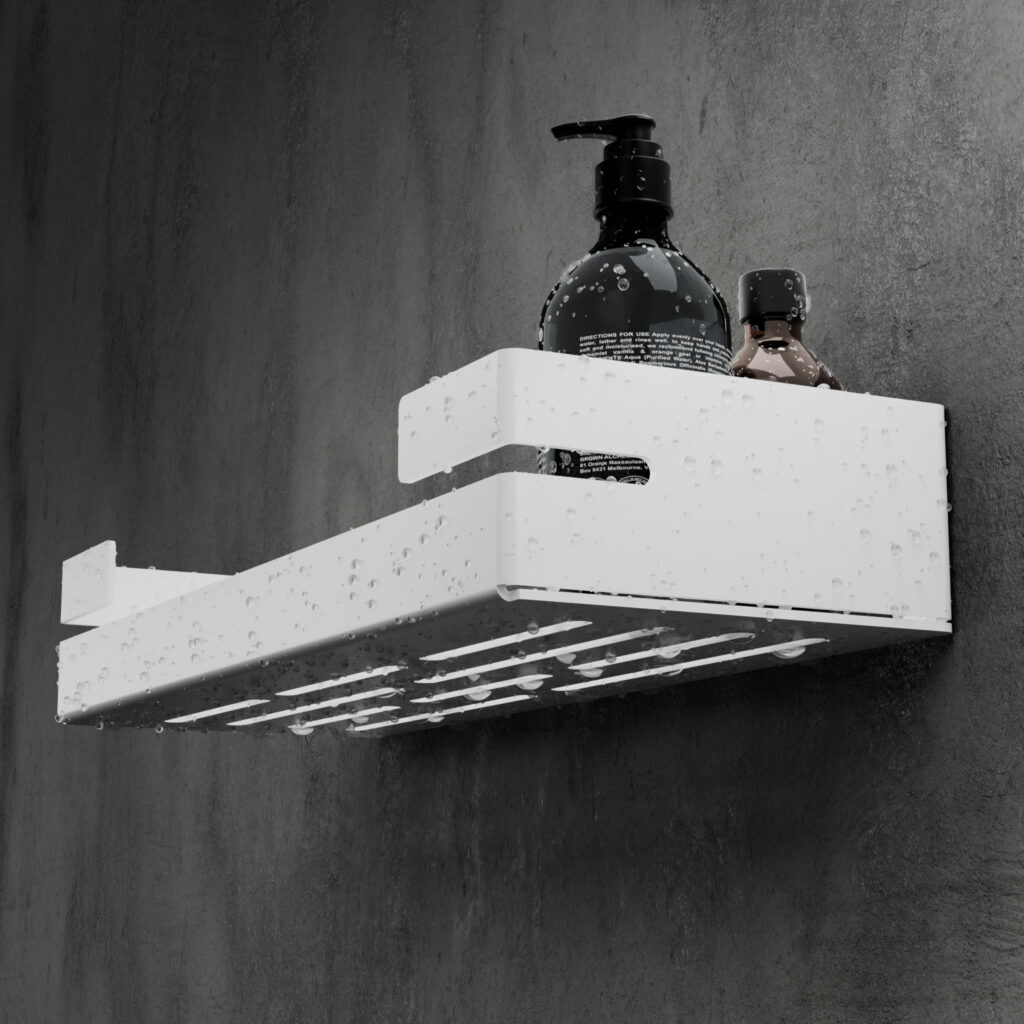 Metaliczny Pluton VEGA półka łazienkowa ścienna aluminiowa matowa 30cm biała 5905280307878