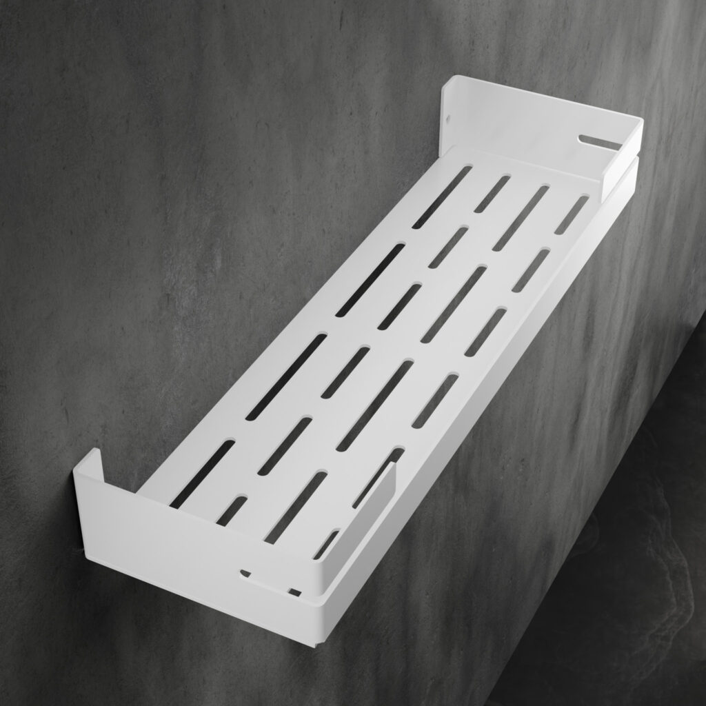 Metaliczny Pluton VEGA półka łazienkowa ścienna aluminiowa matowa 40cm biała 5905280307908