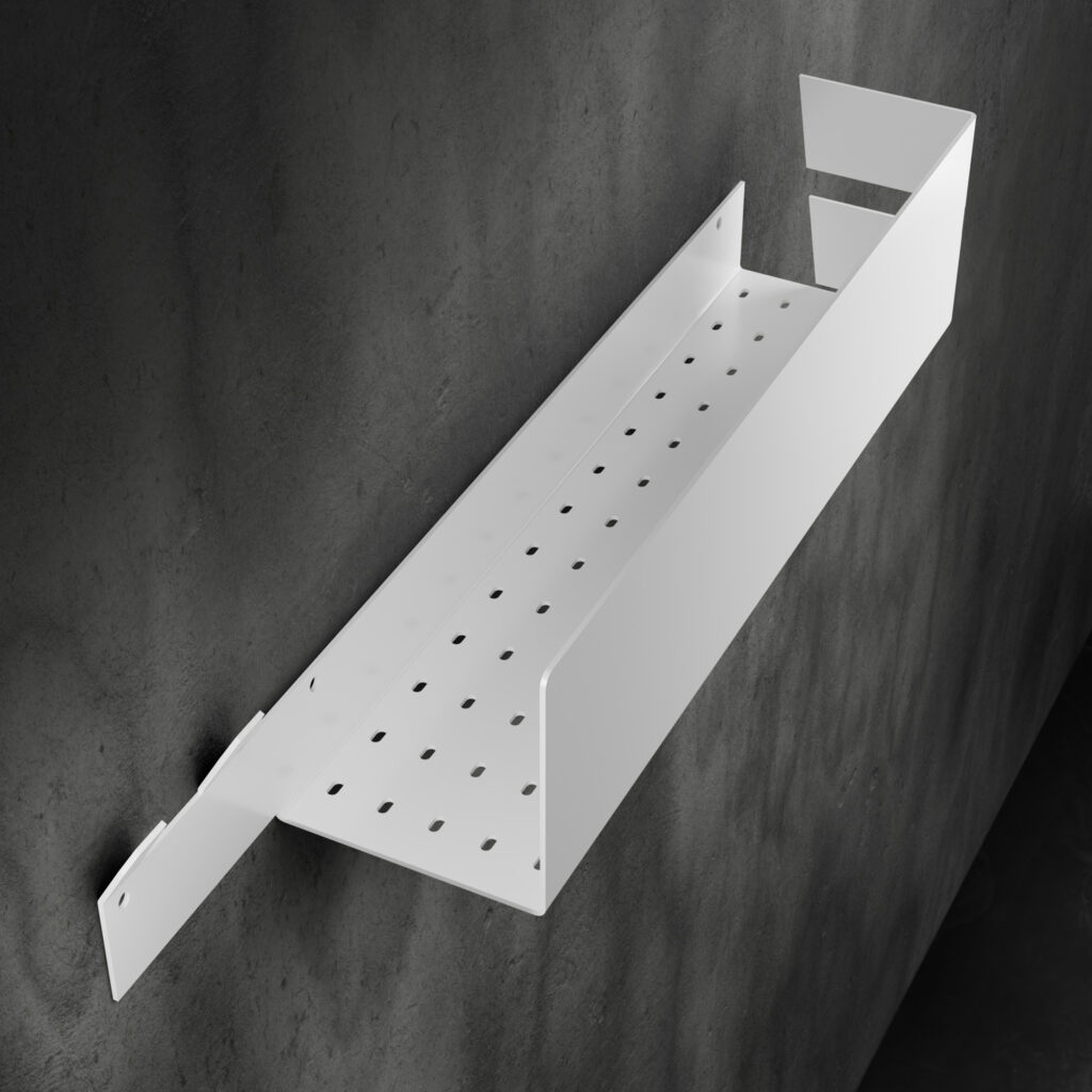 Metaliczny Pluton VELLA półka łazienkowa aluminiowa ścienna dwa haki lewa biała 5905280307168