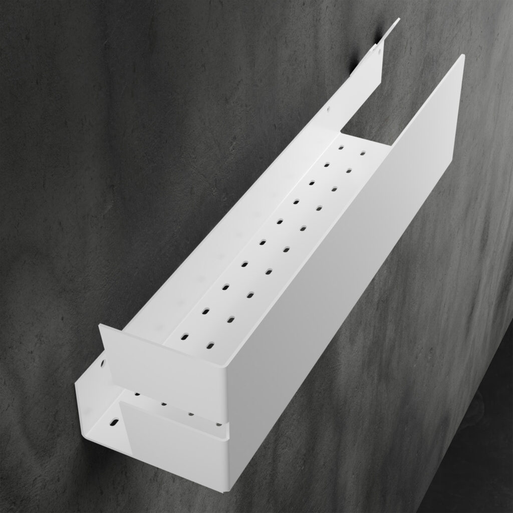 Metaliczny Pluton VELLA pólka łazienkowa ścienna aluminiowa dwa haki prawa biała 5905280307199