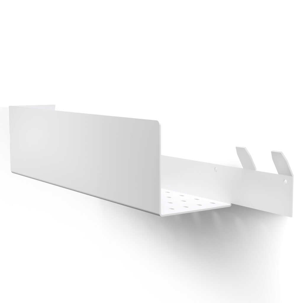 Metaliczny Pluton VELLA pólka łazienkowa ścienna aluminiowa dwa haki prawa biała 5905280307199