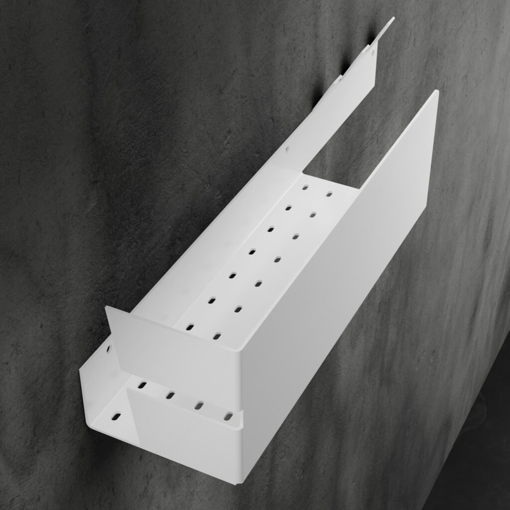 Metaliczny Pluton VELLA półka łazienkowa ścienna aluminiowa trzy haki prawa biała 5905280307250