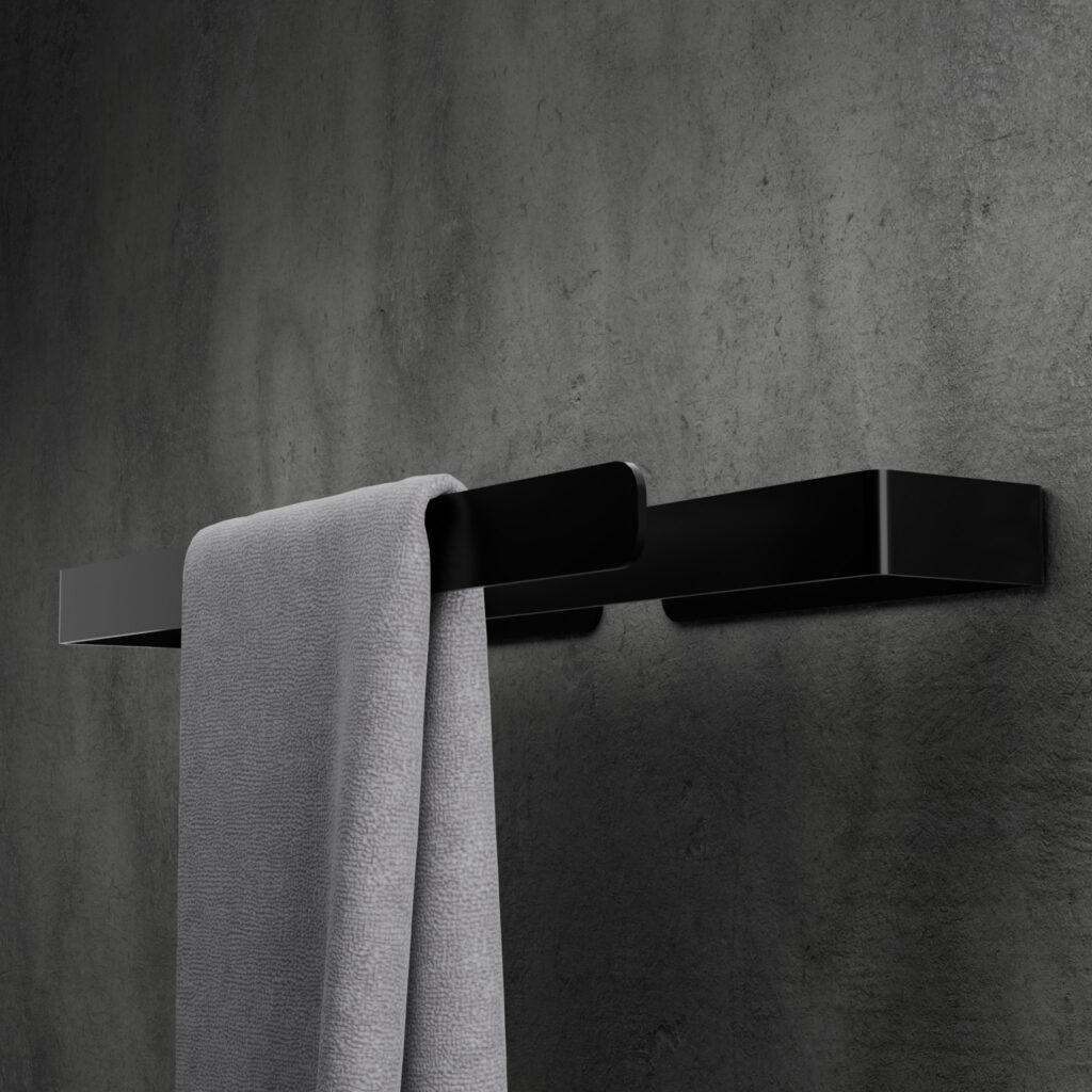 Metaliczny Pluton DUO AVIOR wieszak na ręczniki ścienny ze stali ocynkowanej czarny 5905280307366
